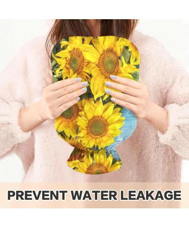Naanle Sunflower Wooden Heat Bottle - 1L Hot Water Bottle for Pain Relief & Therapy | Warm & Cold Use for Bed Hands & Feet - Buy Online on GoSupps.com