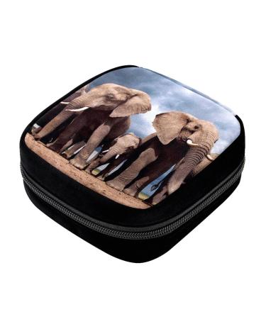 GIAPB Period Bag Sanitary Napkin Storage Bag Pad Holder for Period Makeup Pouch Animal Elephant Landscape Color776