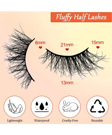 7 Pairs Fluffy Half Eyelashes Cat Eye 15 mm Short Cat Eyes Artificial Eyelashes Natural Look 1/2 Corner False Eyelashes Set 3/4 Corner Eyelashes Reusable Lightweight Makeup Eyelashes (ZF05) 7p-HF-ZF05 - Buy Online on GoSupps.com
