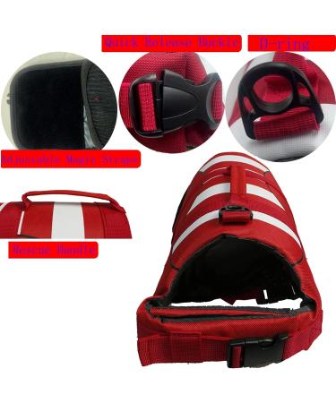 Dog Life Jacket - Pet Summer Swim Safety Vest for Small Medium Large Dogs - High Buoyancy & Handle - S Red - Buy Online on GoSupps.com