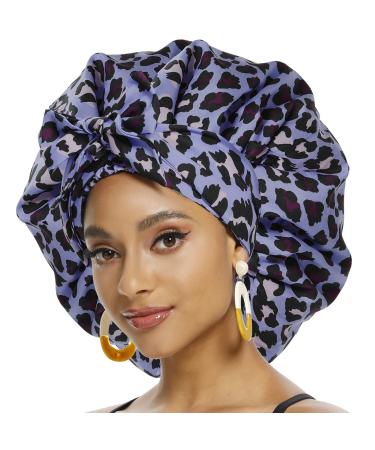 Satin Bonnets for Women, Silk Bonnet for Curly Hair, Silk Hair Bonnet for Black Women, Satin Hair Bonnet for Sleeping Satin Bonnet with Tie Band Blueviolet