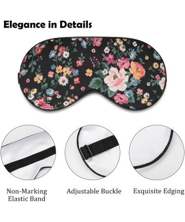 Fashion Flower Sleep Mask Eye Cover for Sleeping Blindfold with Adjustable Strap Blocks Light Night Travel Nap for Men Women - Buy Online on GoSupps.com