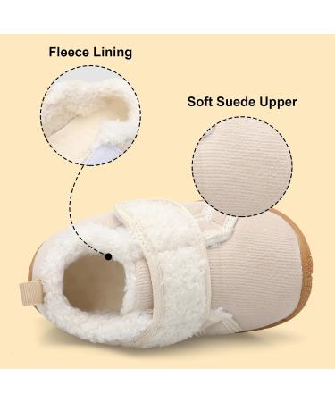 JOINFREE Baby Girl First Walking Shoes Anti-Slip Plush Toddlers Slipper 7.5/8 UK Beige - Buy Online on GoSupps.com