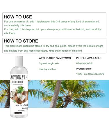 Huile de Coco Fractionn e-Huile de Coco 100% Naturelle Pure et Naturelle - Excellents Bienfaits pour Peau - Cheveux 100ml cream 35 - Buy Online on GoSupps.com