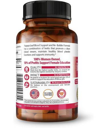 Papaya Leaf Blood Support Capsules - Immune and Platelet Health - Herbal Cleanse Formula - Made in USA - 30 Veggie Capsules - Buy Online on GoSupps.com