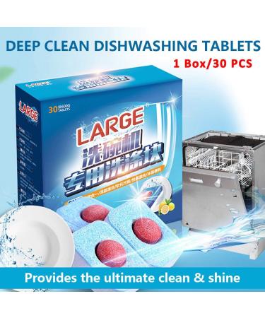 MarryLee 1Box/30Pcs Multi-Effect Dishwasher Tablets Solid Dishwashing Block Cleaner Fresh Scent Remove Grease Etc (Blue) - Buy Online on GoSupps.com