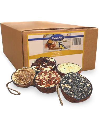 Lyra Pet 3 x 10 Filled Coconut Halves | High Fat Bird Food | Coconut with different toppings