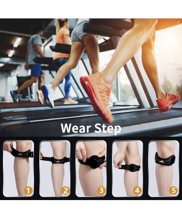 Achiou 2 Pack Patellar Tendon Support Strap for Knee Pain Relief - Adjustable Silicone Knee Band for Gym, Running, Hiking & Weight Lifting - Black/Knee Strap (2 Pack) - Buy Online on GoSupps.com