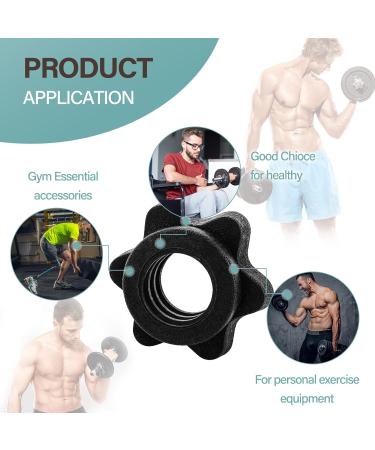 Prasacco 6 Pack Dumbbell Socket Nuts - 25mm Anti-Slide Barbell Clamps | Black Plastic Star Closures for Weight Training - Buy Online on GoSupps.com