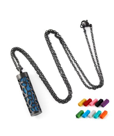 SHIDOW Essential Oil Necklace for Women Aromatherapy Necklace Diffuser Women's/Men's Fragrance Diffuser Pendant Birthday Christmas and Valentine's Day Gifts (Black)
