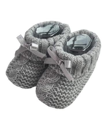 Baby Boys Girls 1 Pair Knitted Booties Soft Newborn Knitted Booties With Bow 116-354 0-3 Months Grey