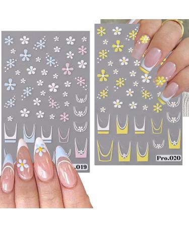VOTACOS 7 Sheets Flower Nail Art Stickers - 3D Embossed Spring Floral Decals for Manicure | Colorful Daisy French Tip Accessories - Buy Online on GoSupps.com