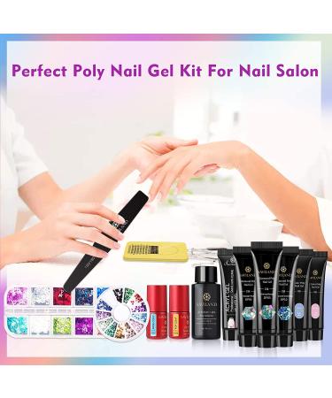 Saviland Poly Nail Gel Kit - All-in-One Glitter Nail Extensions & Builder Gel with Dryer | Perfect for Beginners & Nail Technicians - Buy Online on GoSupps.com