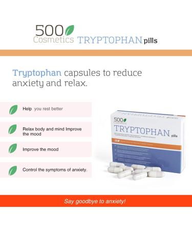 500Cosmetics Tryptophan Natural Supplement for Stress and Anxiety Improves Sleep and Fights Insomnia 100% Natural 1 Daily Use Made in EU (3) - Buy Online on GoSupps.com