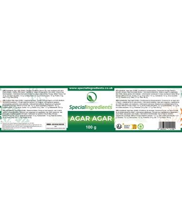 Special Ingredients Agar Agar en poudre 100g - G latine v g tale - G lifiant et paississant alimentaire pour v g taliens et v g tariens sans OGM sans gluten - Qualit sup rieure 100 g (Lot de 1) - Buy Online on GoSupps.com