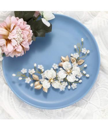 Edary Bridal Wedding Vine Gold Rhinestone Headpiece - Flowers & Leaves Accessory for Women & Girls | International Shipping Available - Buy Online on GoSupps.com