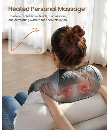 Renpho Shiatsu Massage Device - 3D Neck & Shoulder Massager with Warmth | Deep Tissue Relief for Back Legs & Feet - Black & Gray - Buy Online on GoSupps.com