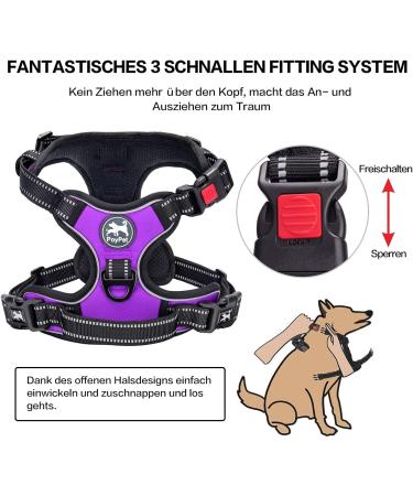 POPOT No Pull Dog Harness - Reflective Pet Vest for Daily Training & Walking | Control Handle | Violet Medium - Buy Online on GoSupps.com
