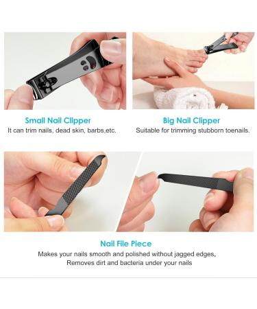 longzon Nail Clippers 2 Pack Nail Clipper Set Stainless Steel Nail Cutter Fingernails Toenails Thick Nails Kit for Men&Women - Black - Buy Online on GoSupps.com