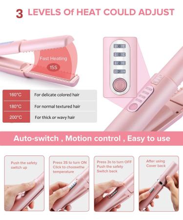 JMFONE Cordless Hair Straightener & Curler 2-in-1 | Portable USB-C Rechargeable Flat Iron | Fast Heat Adjustable Temp Perfect for Travel - Pink & Silver - Buy Online on GoSupps.com