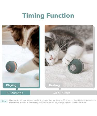 Cheerble Smart Interactive Cat Toy | 3 Modes | Automatic Moving Bouncing Rolling Ball | Indoor Cat Kitten Birthday Gift | Self Rotating with Lights and Bell | USB Rechargeable - Green - Buy Online on GoSupps.com