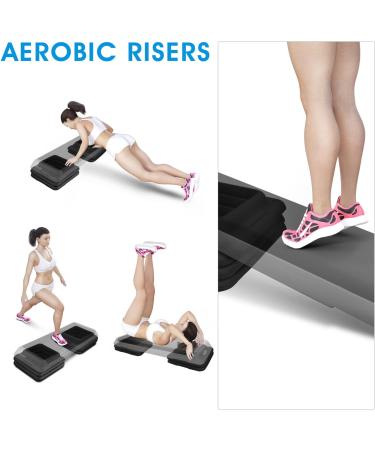 Yes4All Aerobic Step Platform with 2 Adjustable Risers - Health Club Size, Black - One Pair - Buy Online on GoSupps.com