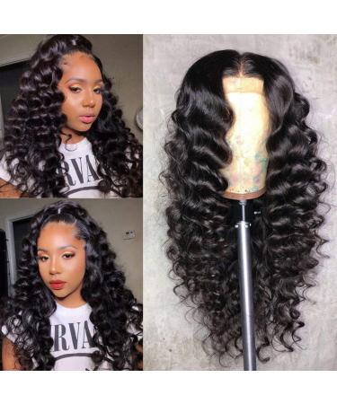 BINF Loose Wave Lace Front Human Hair Wigs 4x4 Loose Deep Wave Closure Wigs for Black Women 22 Inch Brazilian Human Hair Lace Front Wigs with Natural Hairline Pre Plucked 22 Inch Loose Deep Wave 4*4 lace closure wig