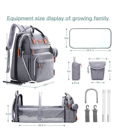 Large Diaper Bag Backpack with Changing Station | Waterproof, USB Charging Port, Pacifier Case | Multifunctional Diaper Bag for Boys - Light Grey Upgrade - Buy Online on GoSupps.com