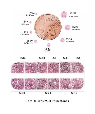 Beadsland 2500pcs Light Pink Rhinestones Flatback Gems for Crafts - 8 Sizes with Tweezer and Pen - Buy Online on GoSupps.com