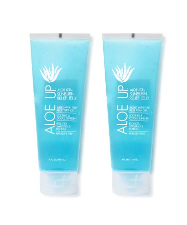 ALOE UP Ice Sunburn Relief Jelly - Pure Aloe Vera Gel Sunburn Relief for Adults & Kids Aloe Vera Gel Face & Body Natural Cruelty-Free Aloe Gel Aloe Vera Gel Skin Lotion - 4 Oz (2pack)
