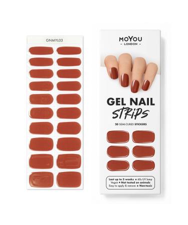 MOYOU LONDON Semi-Cured UV Gel Strips - 20 Pieces - Gel Nail Foils UV Curing for Salon Quality Manicure - Cinnamon Bun - Buy Online on GoSupps.com