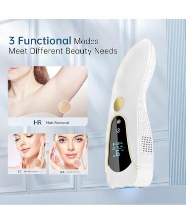 3-in-1 IPL Laser Hair Removal Device for Women and Men with Ice-cooling System - 999,999 Flashes, Lifetime Use - For Facial, Legs, Arms, Armpits - Buy Online on GoSupps.com