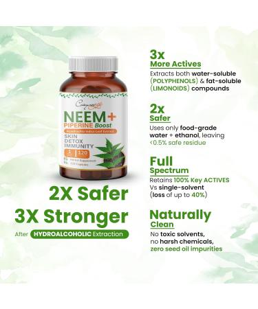 Cosynee Life Organic Neem Leaf Capsules 300mg | Neem Supplement with Azadirachta Indica | Neem Capsules for Daily Wellness & Skin Clarity | Neem Leaf Capsules Organic | 120 Count - Buy Online on GoSupps.com