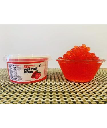 JIFFY BOBA - Bursting Fruit Popping Boba Pearls | Bubble Tea | STRAWBERRY | 100% Vegan & Glutenfree - 1 lb