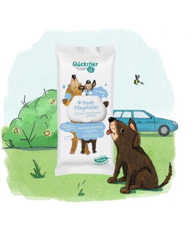 Gl ckstier Dog Care Wipes - Perfect Coat Care on the Go (60 pcs) | Wet Dog Wipes for Easy Cleaning - Buy Online on GoSupps.com