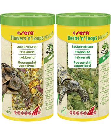 Sera Flowers and Loops Nature 1 000 ml (140 g) - delicious flowers for a species -appropriate variety & Herbs and Loops Nature 1 000 ml (120 g) - delicious herbs for a corresponding variety bundle with autumn and loops nature 1 000 ml