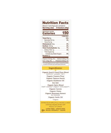 Simple Mills Organic Seed Crackers Garlic & Herb - Gluten Free, Vegan, Paleo Friendly Snacks - 4.25 oz (Pack of 6) - Buy Online on GoSupps.com
