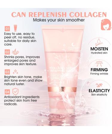 Allony Collagen Night Wrapping Mask Collagen Peel Off Face Masks Overnight Collagen Face Mask Firming and Lifting Moisturizing and Moisturizing Suitable for All Skin Types(75g) - Buy Online on GoSupps.com