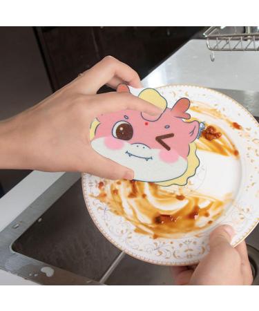 Dish Washing Sponge - Cartoon Dragon Cleaning Sponge Kitchen Scrubbers | Powerful Oil Removal Without Scratching Kitchen Cleaning Supplies for Everyday Jobs Ngumms Pink - Buy Online on GoSupps.com
