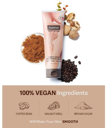 FOAMIST Vegan Arabica Coffee Body Scrub for Cellulite & Dark Spots - Exfoliate, Tone & Hydrate - 8.4oz - Buy Online on GoSupps.com
