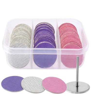 Mesee 60 Pieces Sanding Paper Discs for Pedicure 25mm Self-Adhesive Sandpaper Disk Pads with Nail Drill Bit Electric Foot File Sanding Disc Replacement for Manicure Pedicure Dead Skin Callus Removal