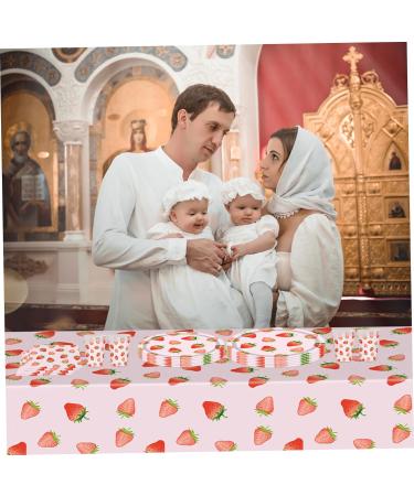Strawberry Baby Shower Decorations 56Pcs/Set Disposable Dinnerware Set Serves 10 Guests Tablecloth Strawberry Paper Plates Cups & Napkins Strawberry Party Supplies Inodoor Outdoor - Buy Online on GoSupps.com