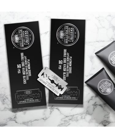 Viking Revolution Opple Schreasen - 100 Platinum Safety Razor Blades for Men | High-Quality Japanese Stainless Steel Shaving Blades - Buy Online on GoSupps.com