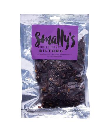 Smally's Biltong Chilli Chutney - High Protein Beef Snack Ready to Eat Gluten Free Low Fat No Added Sugar No Artificial Colours or Flavours - 250g Pack Chilli Chutney 250 g (Pack of 1)