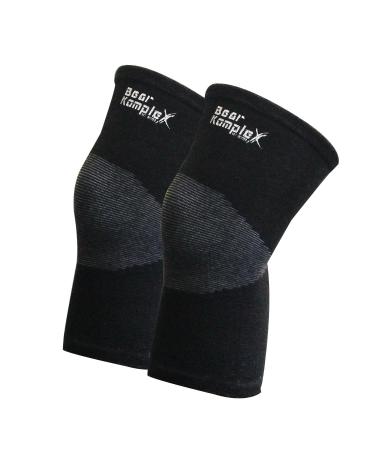 Bear KompleX Compression LITE Neoprene Knee Sleeves  Support for Workouts & Running. Sold in Pairs-Crossfit Training  Weightlifting  Wrestling  Squats & Gym Use 4mm Thick  Options for Both Men & Women Black Large 16-19