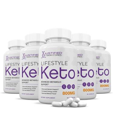 (5 Pack) Lifestyle Keto 800MG Includes Patented goBHB® Exogenous Ketones Advanced Ketosis Support for Men Women 300 Capsules