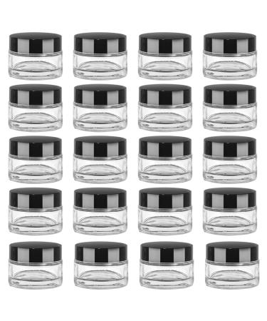 Yishik 20 pieces 15 ml round glass cosmetic glasses 15 g empty refillable glass container with lid and inner lining ideal for creams lotions beauty products and travel containers