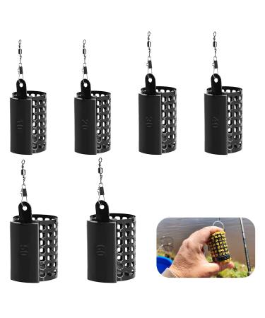 AMFRAR 6 pieces of feeding basket fishing metal feed basket Feeder accessories metal cage with weights and vertebrae Snap 10/20/40/50/60g round method feeder basket lead -free