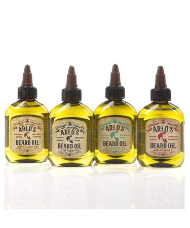 Arlo's Beard Oil 4 Pack - Nourishing Argan Tea Tree Vitamin E & Coconut | Premium Grooming for Men - Buy Online on GoSupps.com