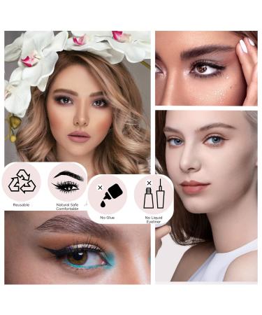 Reusable Self-Adhesive Eyelashes - No Glue Needed | Natural Look & Waterproof False Lashes with Curler & Brush - Pink-Purple - Buy Online on GoSupps.com